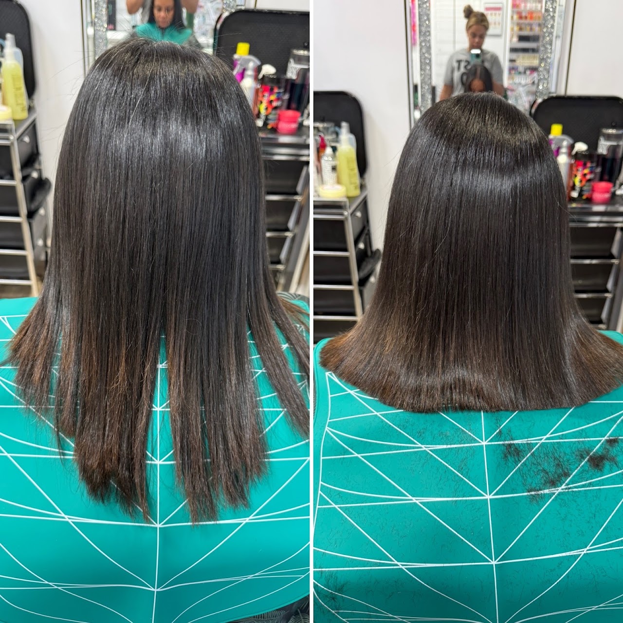 Beautifully styled hairstyle in a professional salon setting